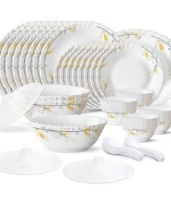 Larah by Borosil Bella Silk Series Opalware Dinner Set | 47 Pieces for Family of 8 | Microwave & Dishwasher Safe | Bone-Ash Free | Crockery Set for Dining & Gifting | Plates & Bowls
